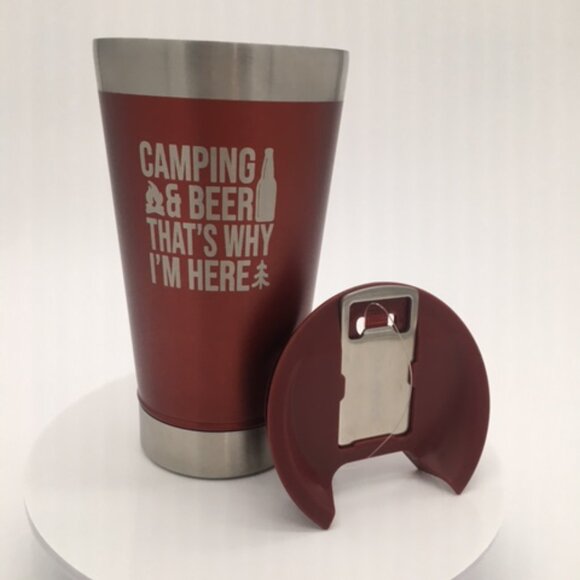 Stanley Custom Engraved Camping & Beer Stay Chill 16 oz. Insulated Beer Pint - Picture 1 of 8